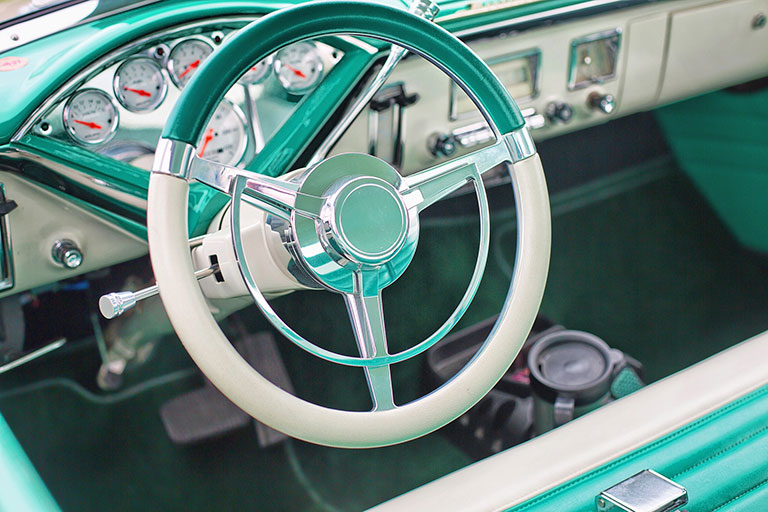 Vintage car steering wheel