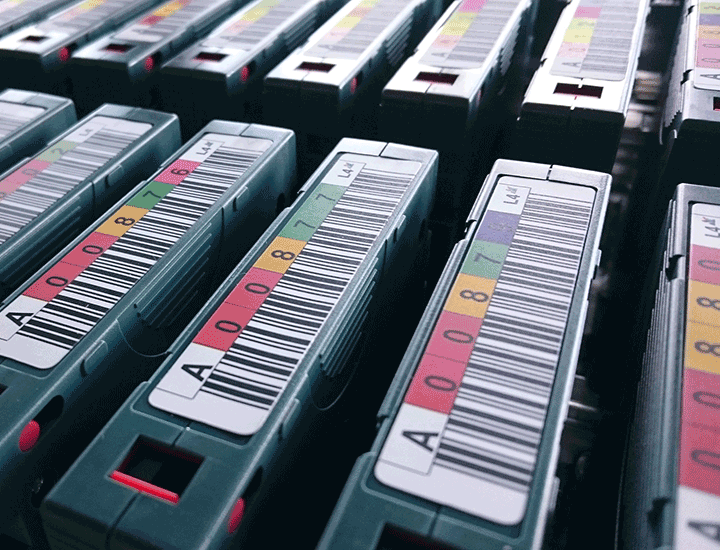Row of backup tapes